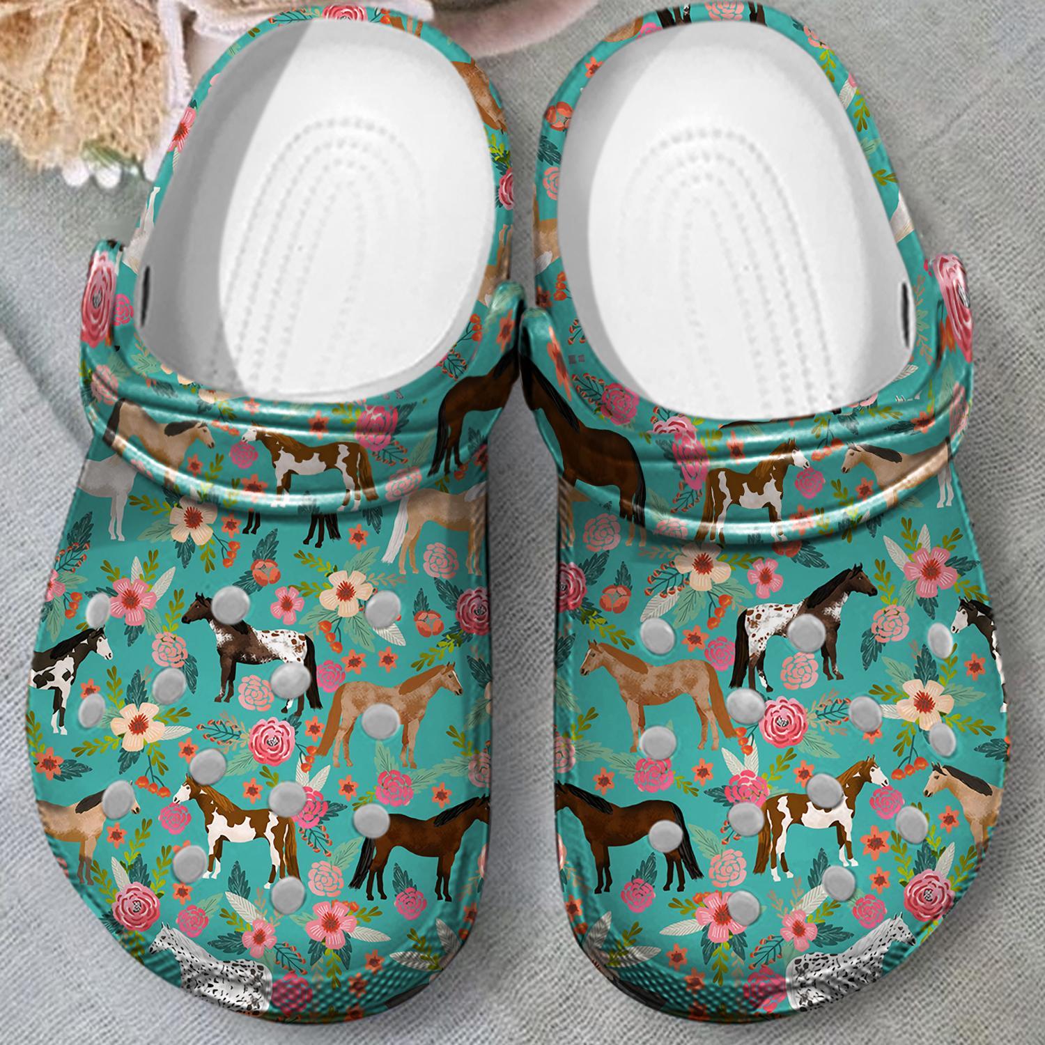 Horse Collection Floral Slippers - Design by Crocodile