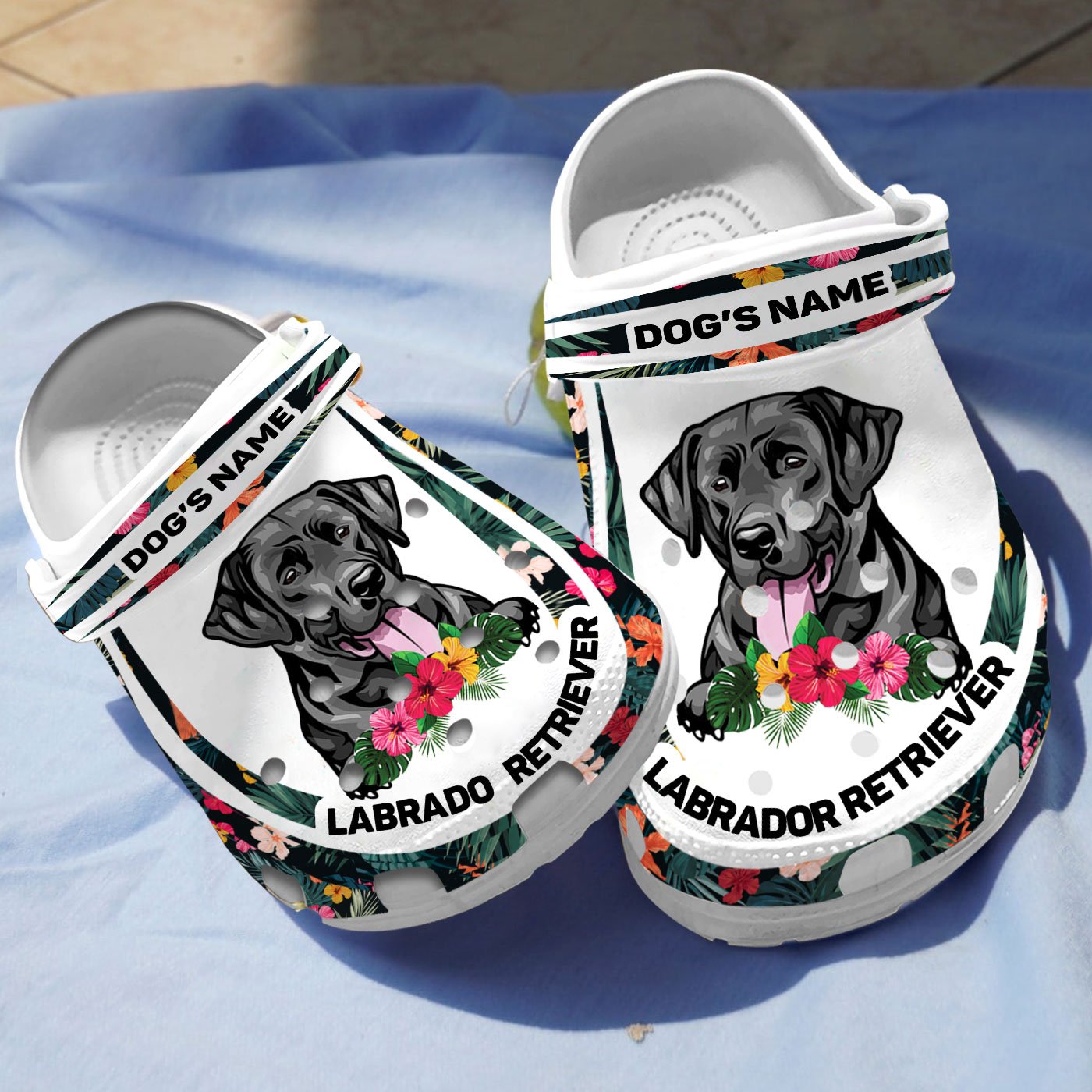 Young Women Labrador Retriever Dog Floral Slipper Sole Slide Water Shoes 