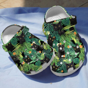 Black Cats Tropical Vibes Clogs