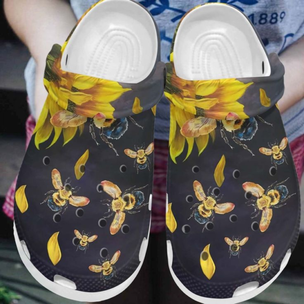 Bee Sunflower Pattern Slippers