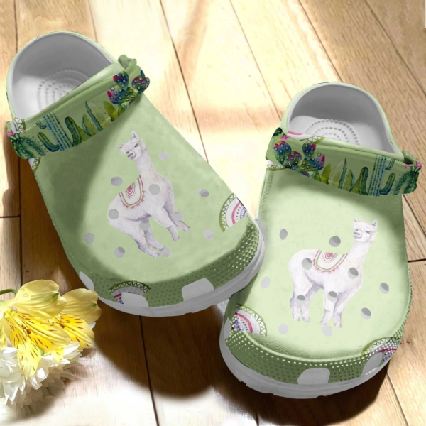 Llamas With Green Cactus Slippers