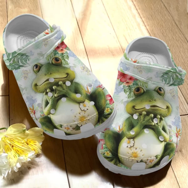 Cute Frog Tropical Forest Clogs Shoes