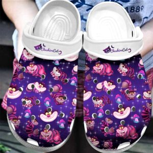 Funny Pink Cheshire Cat Cartoon Clogs Shoes