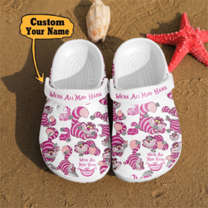 Personalized We're All Mad Here Cheshire Cat Clogs Shoes