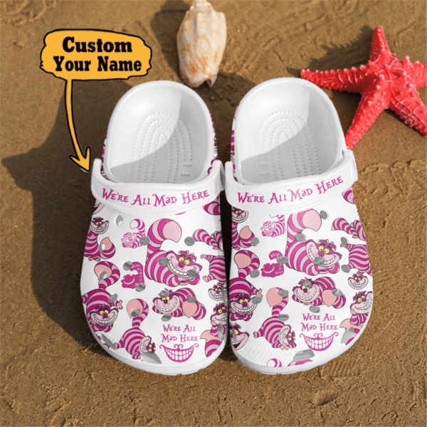 Personalized We're All Mad Here Cheshire Cat Clogs Shoes