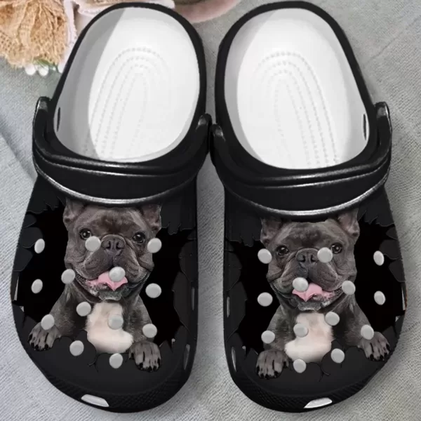 Cute Black French Bull Dog Crocs Shoes
