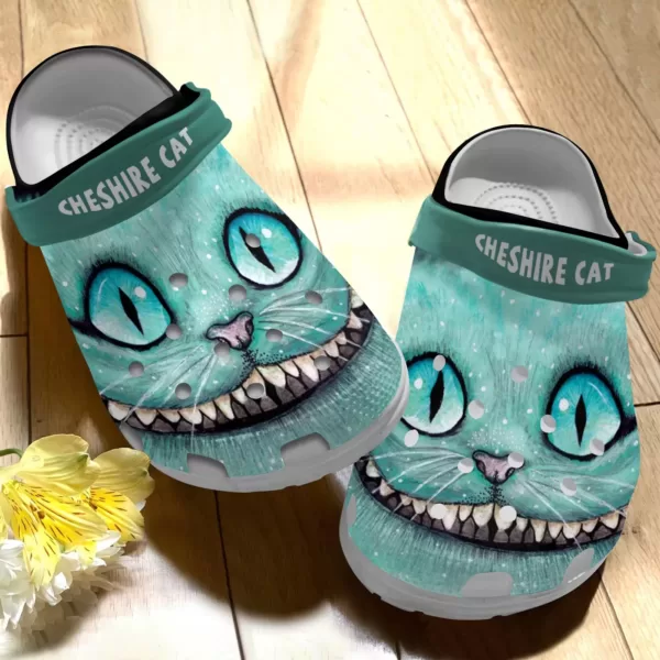 Blue Cheshire Cat Alice In Wonderland Clogs Shoes