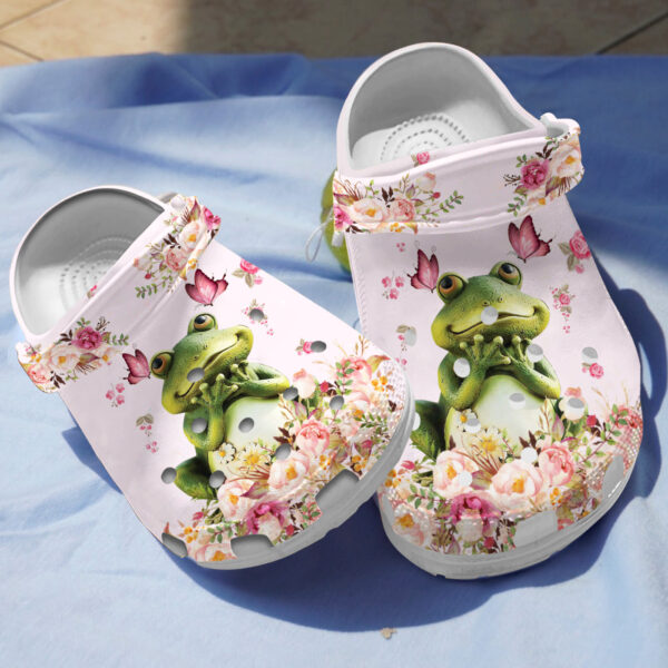 Dreamy Frog In The Beautiful Flower Garden Clogs Shoes
