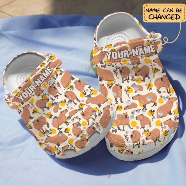 Personalized Capybara Floral Pattern Clogs