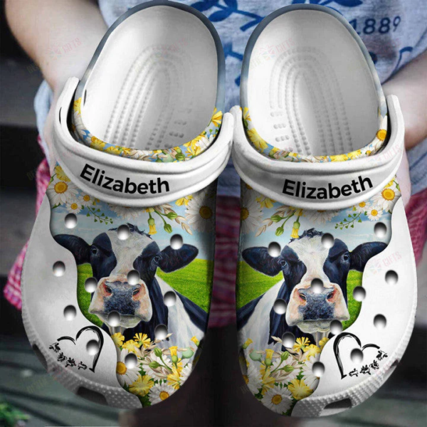 Personalized Diary Cow And Fresh Daisy Crocs Shoes