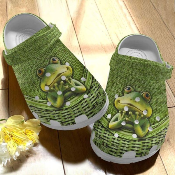 Happy Green Frog 3D Print Clogs Shoes