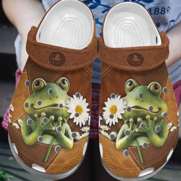 Happy Green Frog And Fresh Daisy 3D Crocs Shoes