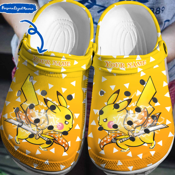 Pikachu x Agatsuma Zenitsu Demon Slayer Crocs Shoes
