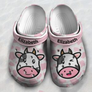 Pink Dairy Cow Printed Classic Clogs Shoes