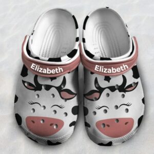 Personalized Smiling Dairy Cow Clogs Shoes