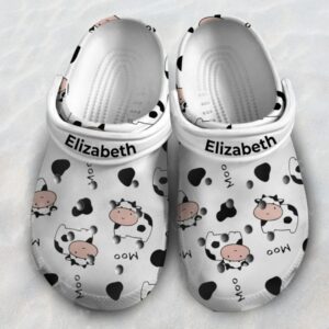 Personalized Cute Diary Cow Moo Print Clogs Shoes