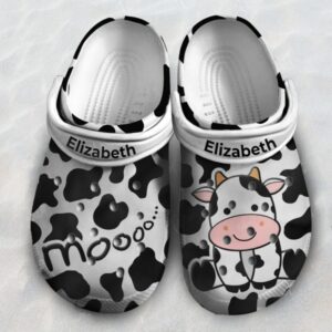 Personalized Cute Diary Cow Moo Print Clogs Shoes