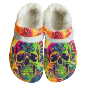 Eye-catching Skull Fleece Clogs