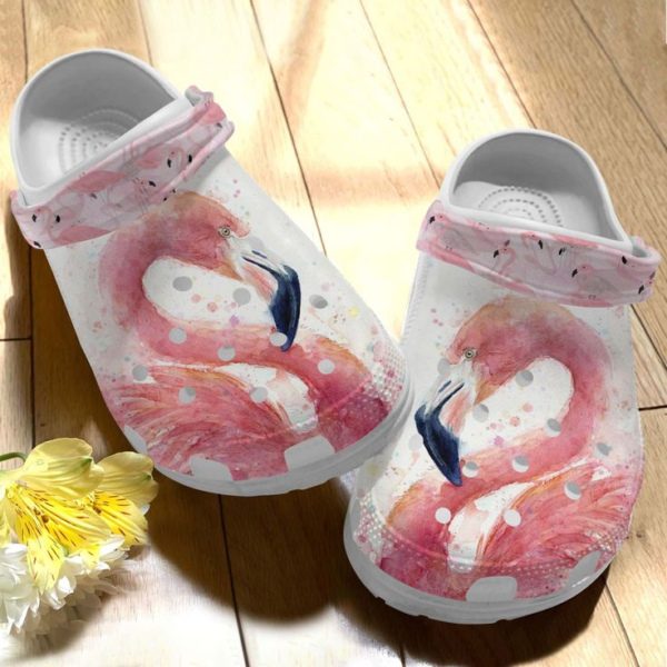Gorgeous Pink Flamingo Pattern Crocs Shoes