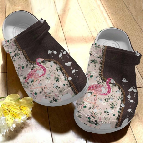 Twinkle Flamingo Floral Pattern Clogs Shoes, Animal Print Clogs