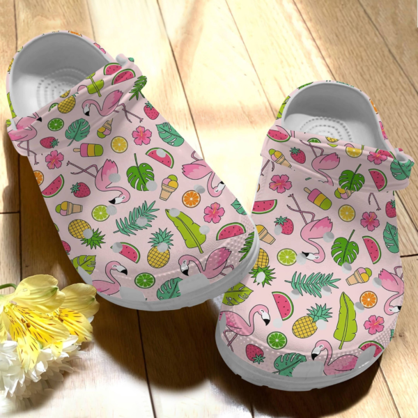 Funny Flamingo Summer Vibes Clogs Shoes, Animal Print Clogs