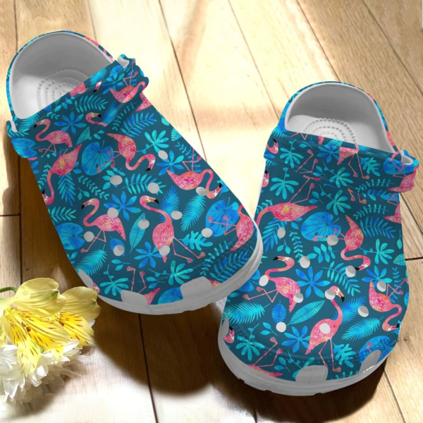 Flamingo In The Tropical Forest Clogs Shoes, Animal Print Clogs