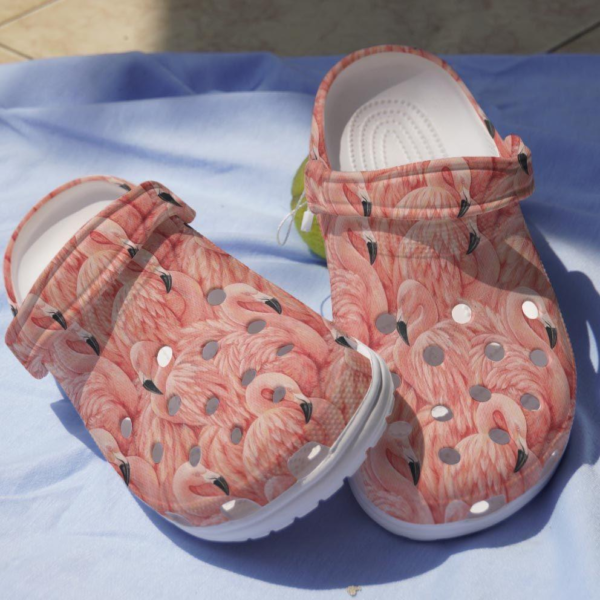 Beautiful Flamingo Pattern Crocs Shoes, Animal Print Clogs