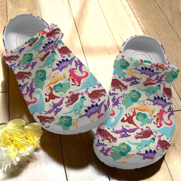 Beautiful Dinosaur Cartoon Pattern Clogs Shoes