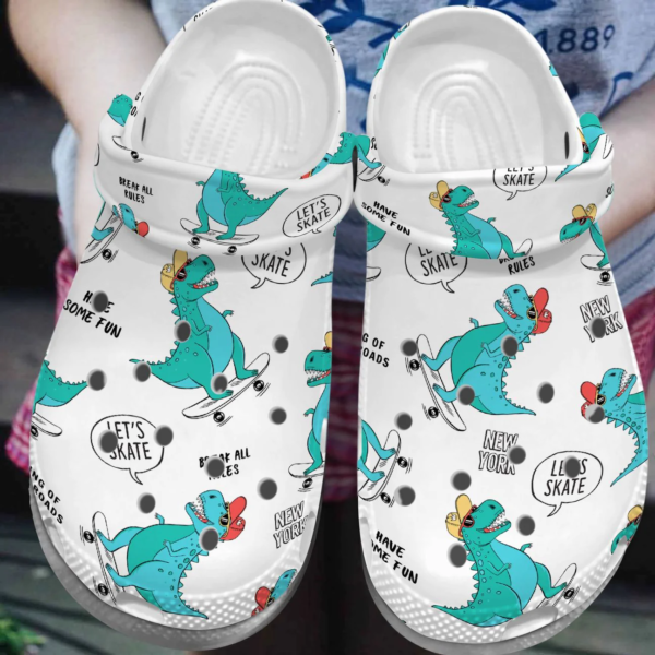 Let's Skate Funny Dinosaur Clogs Shoes