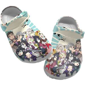 Cute Pillars Chibi Art Demon Slayer Unisex Clogs Shoes, Kimetsu No Yaiba Clogs, Anime Clogs, Japanese Anime Clog Shoes