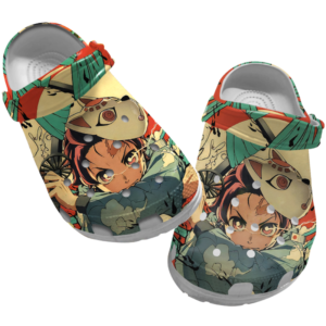 Kamado Tanjiro Demon Slayer Unisex Clogs Shoes, Kimetsu No Yaiba Clogs, Anime Clogs, Japanese Anime Clog Shoes