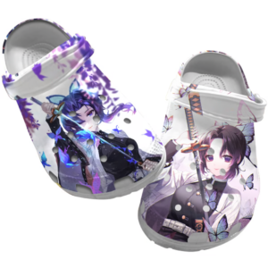 Beautiful Pillar Shinobu Kochou Demon Slayer Unisex Clogs Shoes, Kimetsu No Yaiba Clogs, Anime Clogs, Japanese Anime Clog Shoes