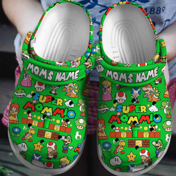 Personalized Super Momio Green Crocs, The Best Gift For Mom, Mother's Gift