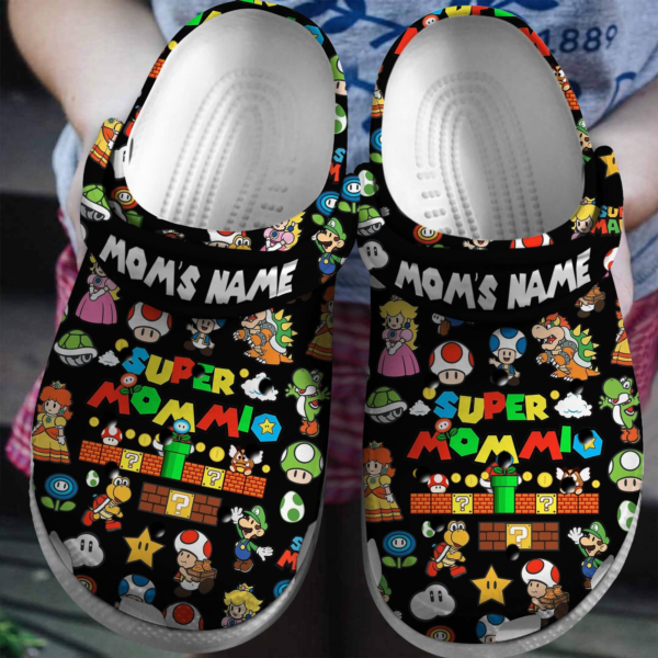 Personalized Super Momio Black Crocs, The Best Gift For Mom, Mother's Gift
