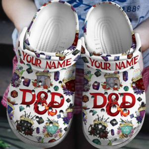 Beautiful Dungeons & Dragon Floral Clogs, Game Clogs For Kids And Adults