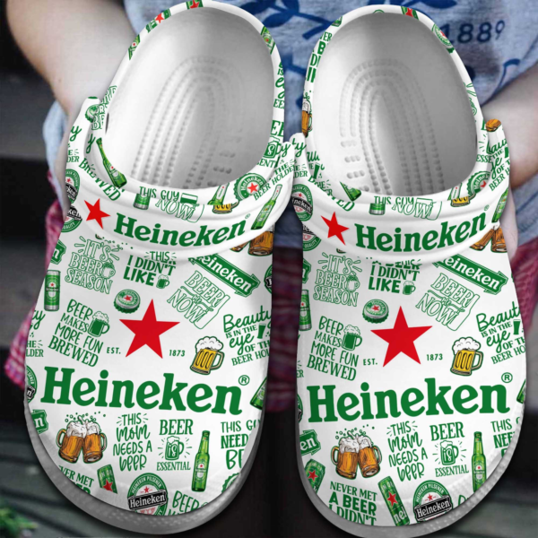 Love Heineken Beer Pattern Clogs, Beer Clogs For Alcohol Drink Lovers