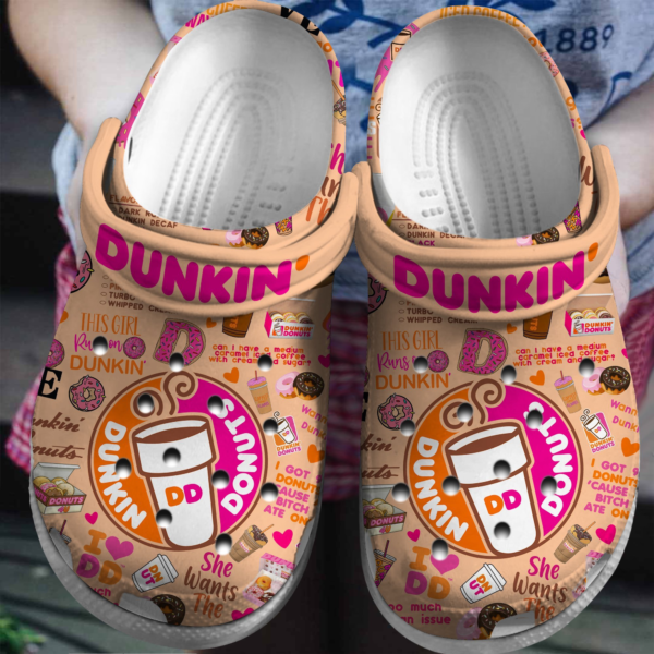 Cute Dunkin Donuts Clogs, Dunkin Donut Pattern Clogs For Kids And Adults