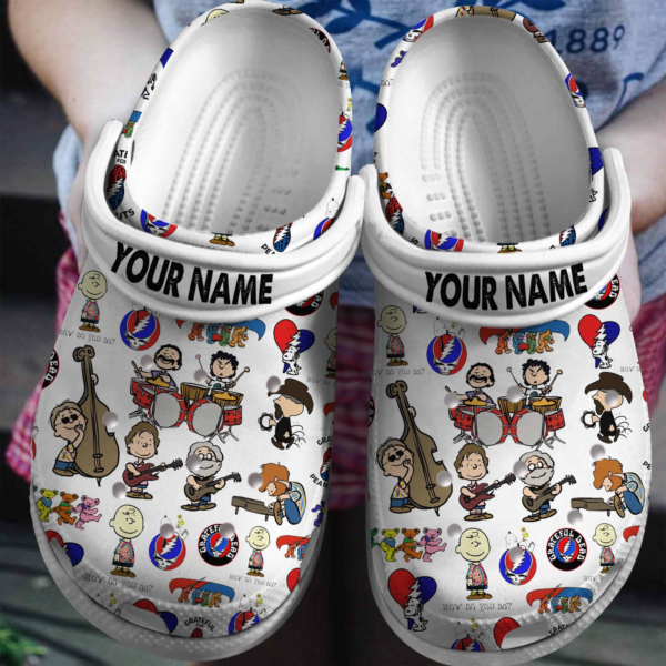 Peanuts X Grateful Dead Music Band Crocs, Limited Edition Crocs For Kids And Adults