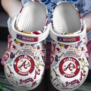 Atlanta Braves Baseball Team Clogs, Comfortable Cartoon Clogs For Kids And Adults