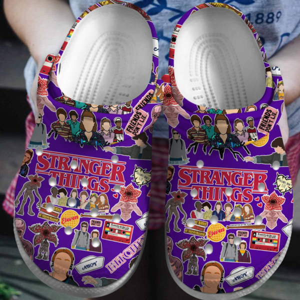 Stranger Things Friends Don't Lie Purple Clogs For Men And Women