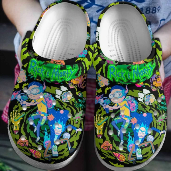 Funny Rick And Morty Diving In The Ocean Clogs Shoes For Kids And Adults