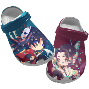 Tomioka Giyu & Shinobu Kochou Demon Slayer Unisex Clogs Shoes, Kimetsu No Yaiba Clogs, Anime Slippers, Japanese Anime Clog Shoes