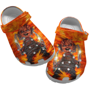 Horror Halloween Clogs Orange And White