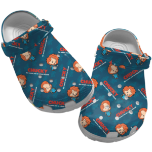 Baby Chucky Pattern Halloween Blue Clogs