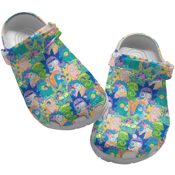 Colorful Rick And Morty Pattern Crocs