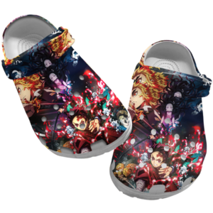 Mugen Train Arc Demon Slayer Unisex Clog Shoes, Demon Slayer Clogs, Anime Clogs, Japanese Anime Clog Shoes