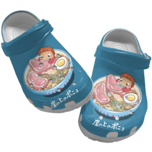 Ponyo Loves Food Anime Clogs, Blue Clogs