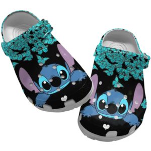 Cute Disney Stitch With Magic Blue Butterfly Clogs