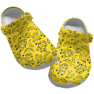 Minions And Bananas Pattern Cartoon Yellow Clogs