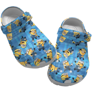 Happy Minion Pattern Blue Clogs For Kids And Adults